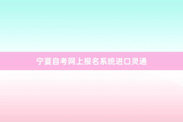 宁夏自考网上报名系统进口灵通